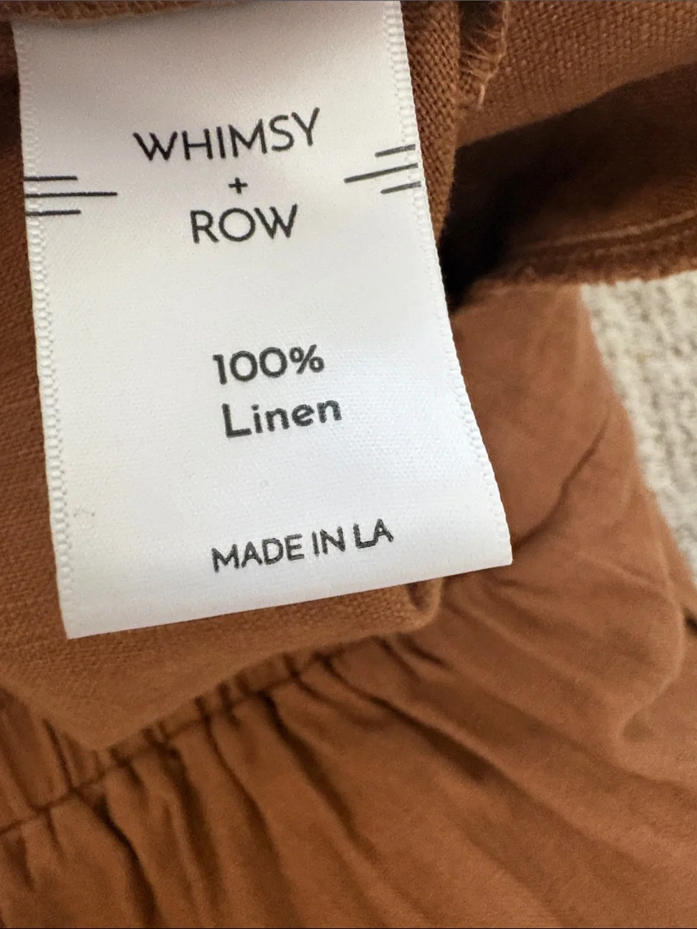 Whimsey+Row Rust Brown Linen Shorts